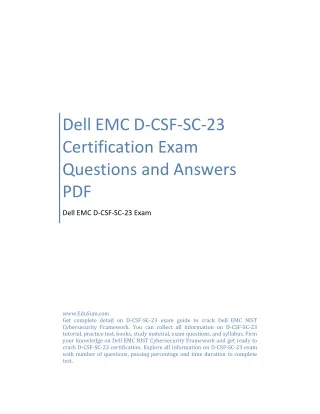 Dell EMC D-CSF-SC-23 Certification Exam Questions and Answers PDF