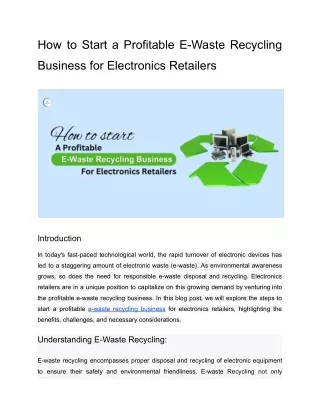 How to Start a Profitable E-Waste Recycling Business for Electronics Retailers
