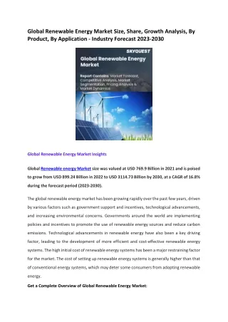 Global Renewable Energy Market