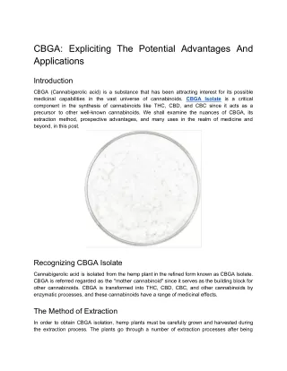 CBGA_ Expliciting The Potential Advantages And Applications