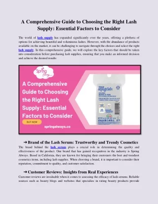 A Comprehensive Guide to Choosing the Right Lash Supply: Essential Factors to Co