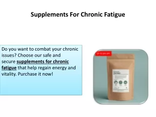 Supplements For Chronic Fatigue