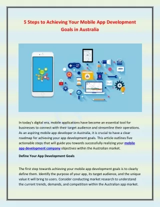 5 Steps to Achieving Your Mobile App Development Goals in Australia