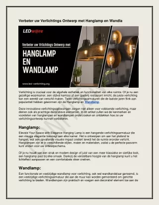 Verbeter uw Verlichtings Ontwerp met Hanglamp en Wandla