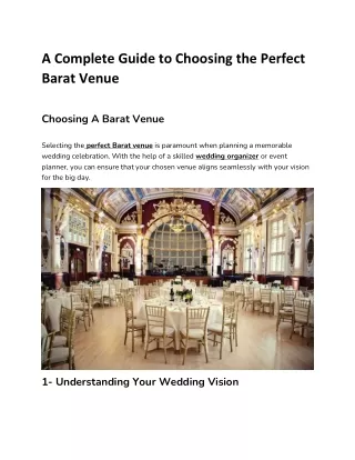 A Complete Guide to Choosing the Perfect Barat Venue