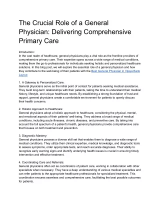 The Crucial Role of a General Physician_ Delivering Comprehensive Primary Care