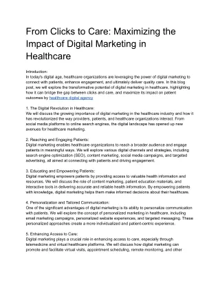 From Clicks to Care_ Maximizing the Impact of Digital Marketing in Healthcare