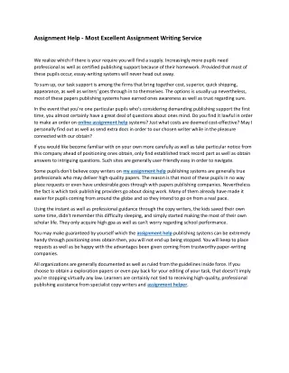 Assignment Help - Most Excellent Assignment Writing Service