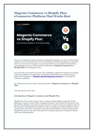 Magento Commerce vs Shopify Plus