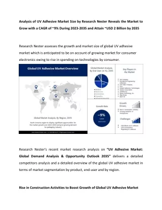 UV Adhesive Market Analysis by Top Manufacturers, 2023-2035