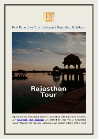 Best Rajasthan Tour Packages | Rajasthan Holidays