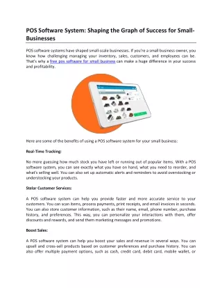 POS Software System- Shaping the Graph of Success for Small-Businesses