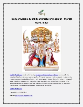 Premier Marble Murti Manufacturer in Jaipur - Marble Murti Jaipur