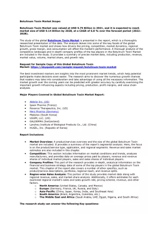 Botulinum Toxin Market Scope