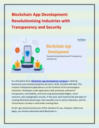 Blockchain App Development Revolutionising Industries with Transparency and Security