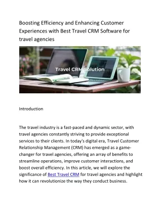 Boosting Efficiency and Enhancing Customer Experiences with Best Travel CRM Software for travel agencies