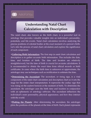 Understanding Natal Chart Calculation with Description