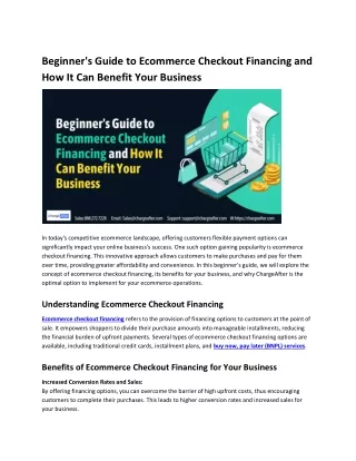 Beginner's guide to ecommerce checkout financing and how it can benefit your business