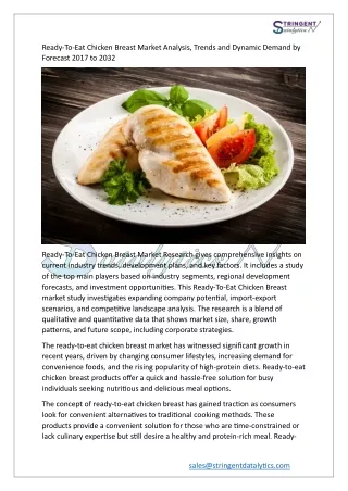 Ready-To-Eat Chicken Breast Market Analysis and Dynamic Demand by  Forecast