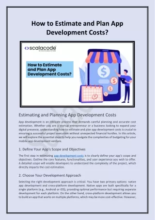 How to Estimate and Plan App Development Costs?