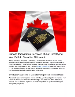 Canada Immigration Service in Dubai_ Simplifying Your Path to Canadian Citizenship