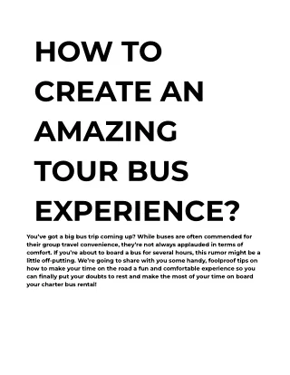 HOW TO CREATE AN AMAZING TOUR BUS EXPERIENCE