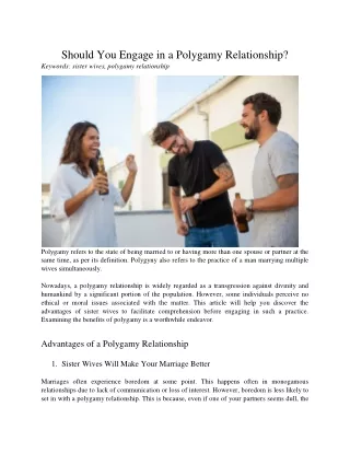 Should You Engage in a Polygamy Relationship