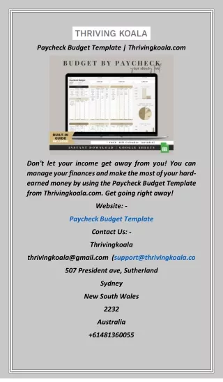 Paycheck Budget Template  Thrivingkoala