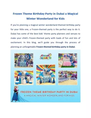 Tips to Create a Magical Frozen Theme Birthday Party in Dubai