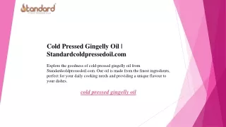 Cold Pressed Gingelly Oil  Standardcoldpressedoil.com