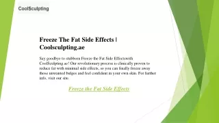 Freeze The Fat Side Effects  Coolsculpting.ae