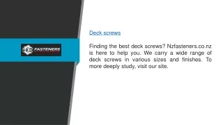 Deck Screws Nzfasteners.co.nz