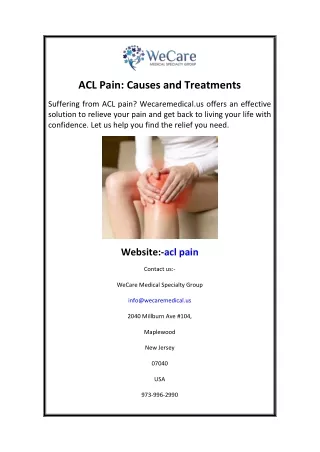 ACL Pain Causes and Treatments