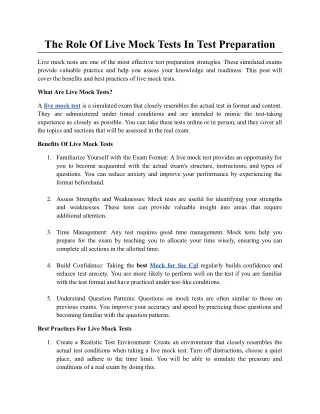 The Role Of Live Mock Tests In Test Preparation.docx