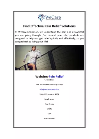 Find Effective Pain Relief Solutions