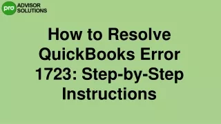 Easy Ways To Troubleshoot QuickBooks Error 1723
