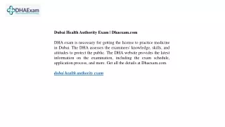 Dubai Health Authority Exam  Dhaexam.com