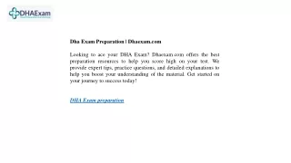 Dha Exam Preparation  Dhaexam.com