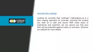 Concrete Floor Coatings Cipkarepoxy.ca