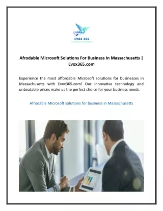 Afrodable Microsoft Solutions For Business In Massachusetts  Evox365.com1