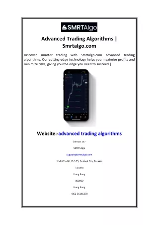 Advanced Trading Algorithms  Smrtalgo.com