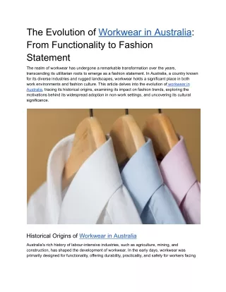 Evolution of Workwear in Australia - From Functionality to Fashion Statement