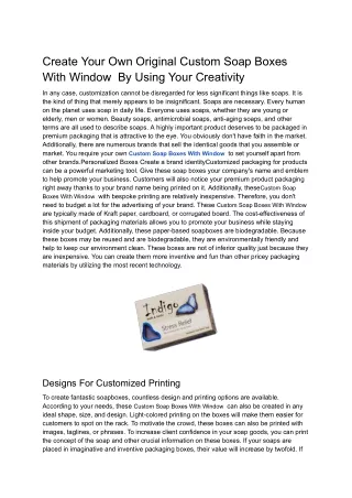 Create Your Own Original Custom Soap Boxes With Window  By Using Your Creativity