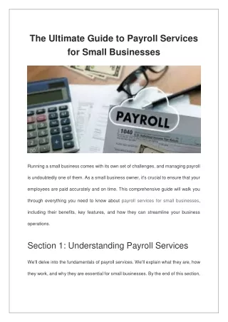 The Ultimate Guide to Payroll Services for Small Businesses