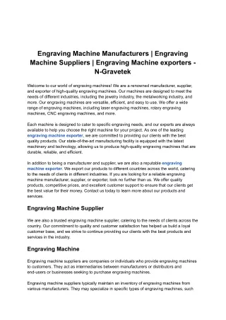 Engraving Machine Manufacturers _ Engraving Machine Suppliers _ Engraving Machine exporters - N-Gravetek