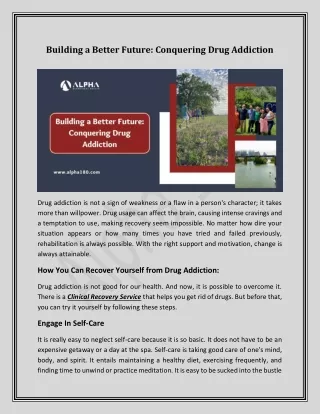 Building a Better Future: Conquering Drug Addiction