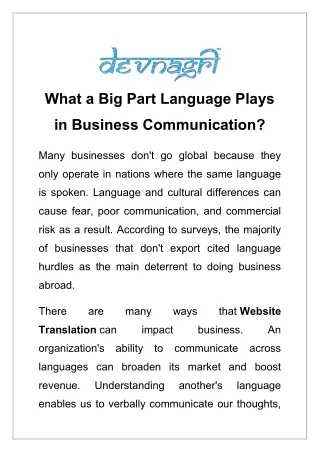 What a Big Part Language Plays in Business Communication?