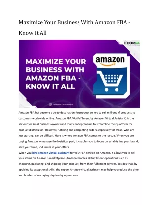Maximize Your Business With Amazon FBA - Know It All