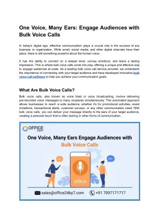 One Voice, Many Ears  Engage Audiences with Bulk Voice Calls
