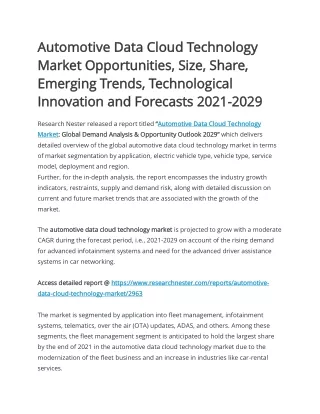 Automotive Data Cloud Technology Market (2029)